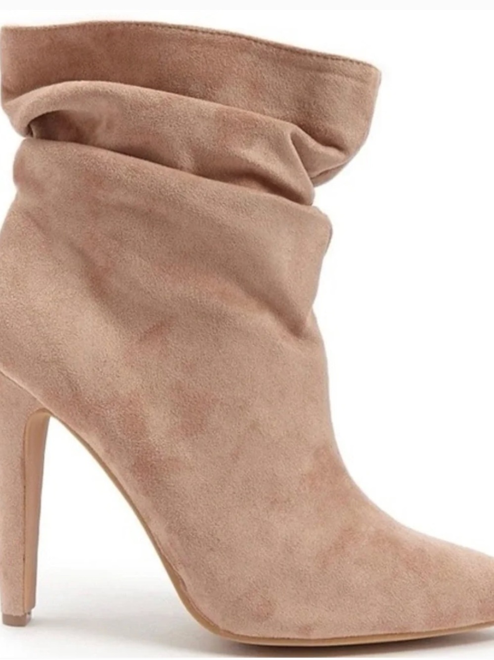 So Me Blush Suede Slouch Heeled Ankle Boot Size 7.5 Worn ONCE